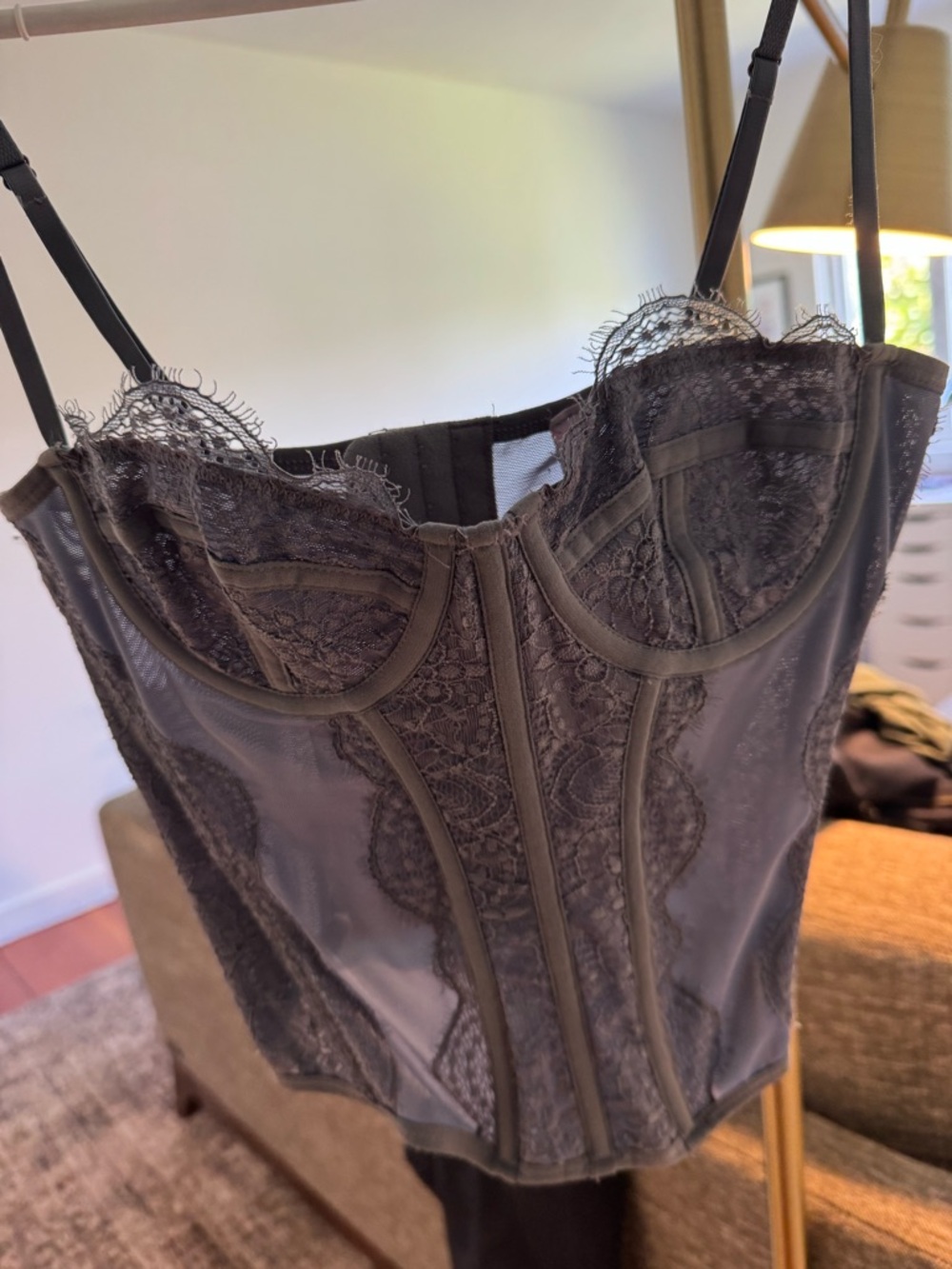 Urban Outfitters Out From Under Modern Love Lace Corset Bustier Top - Blue